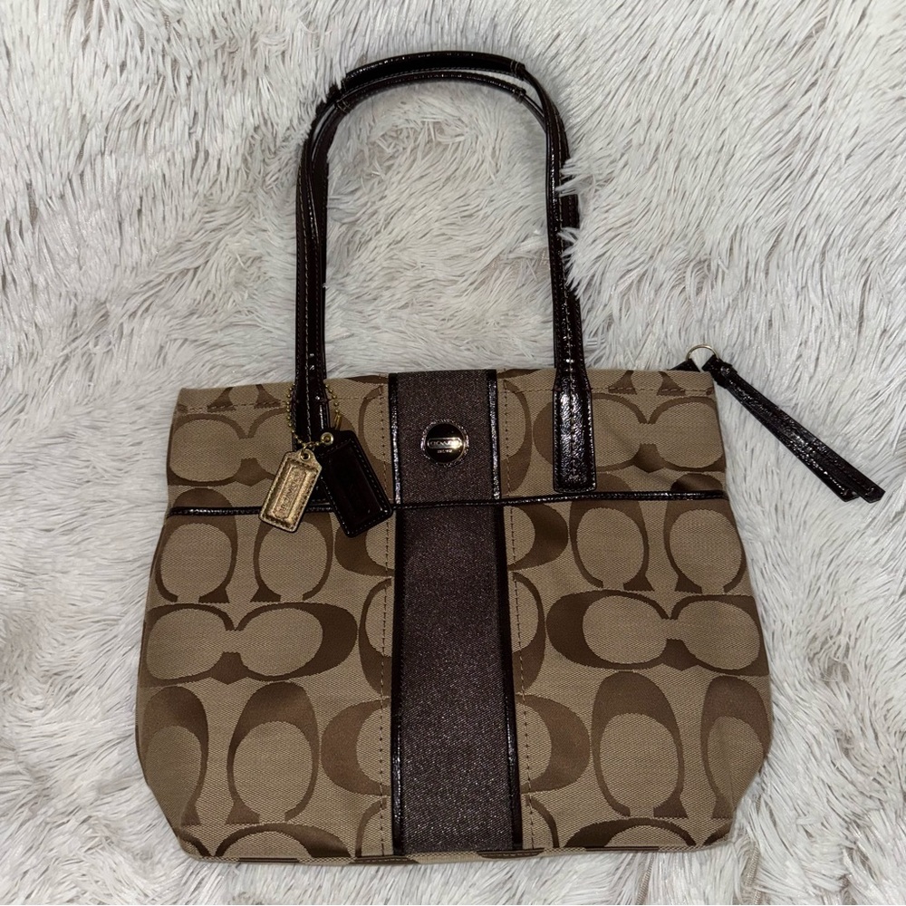 Coach Signature Handbag with Stripe